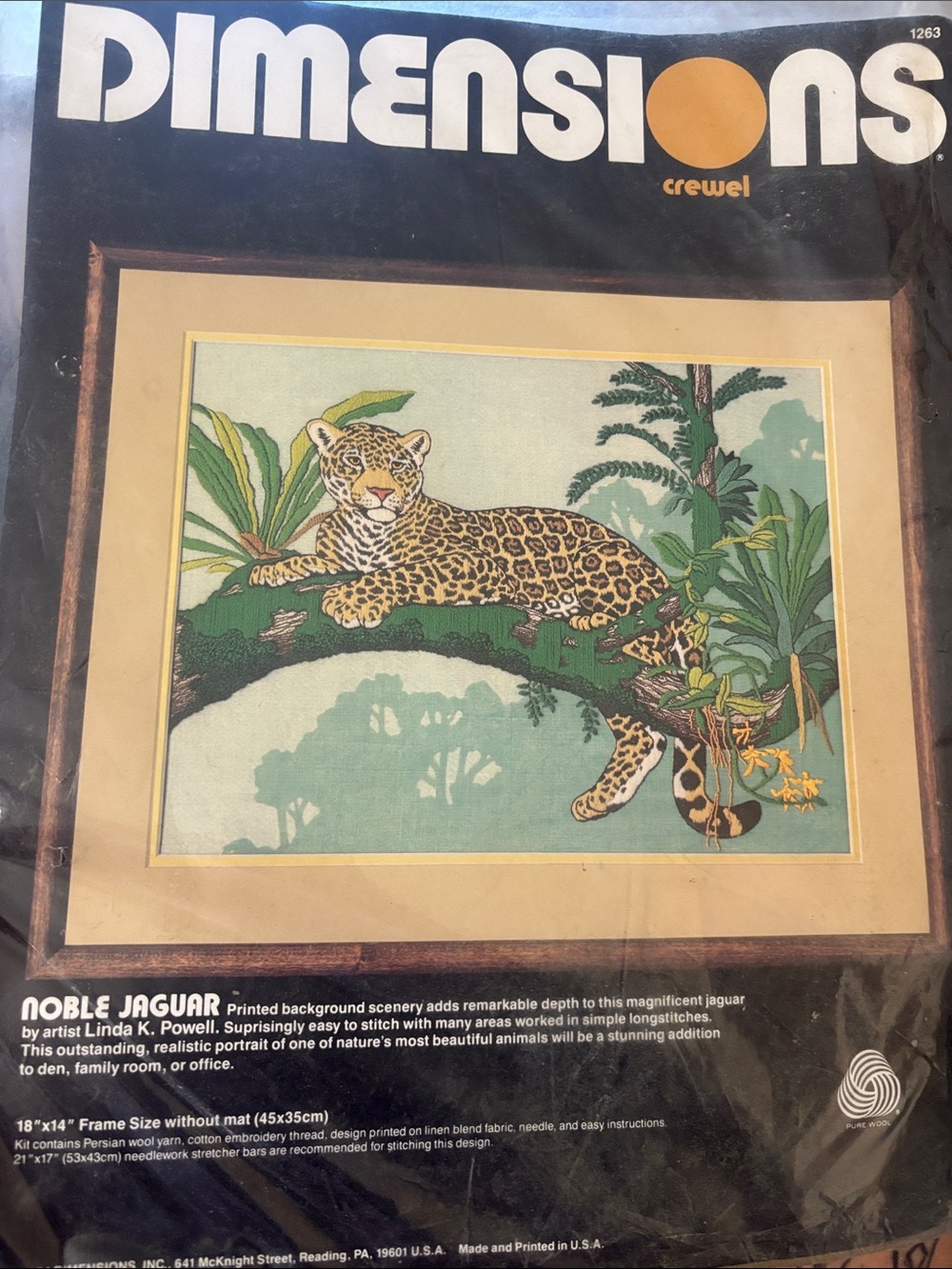 Dimensions Noble Jaguar Crewel Wall Art